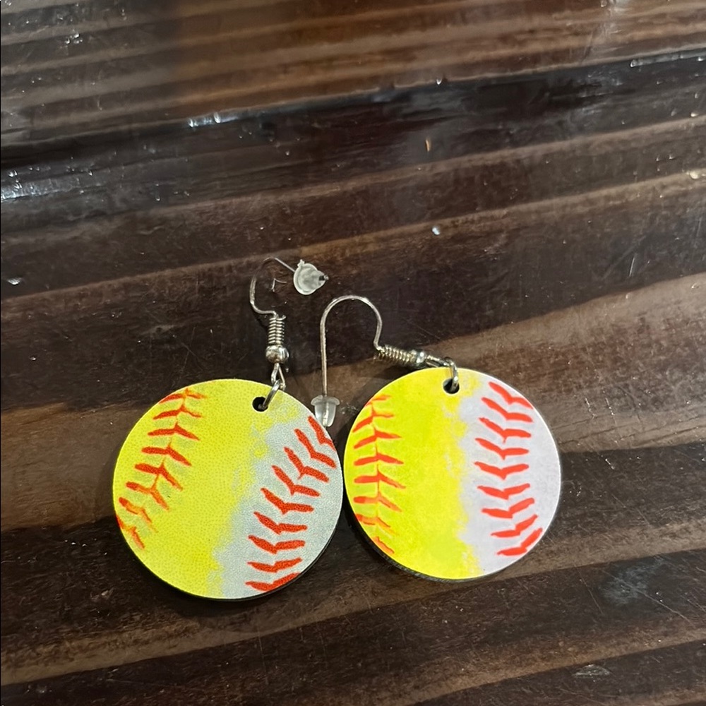 Custom Yellow and White Baseball/softball Earrings